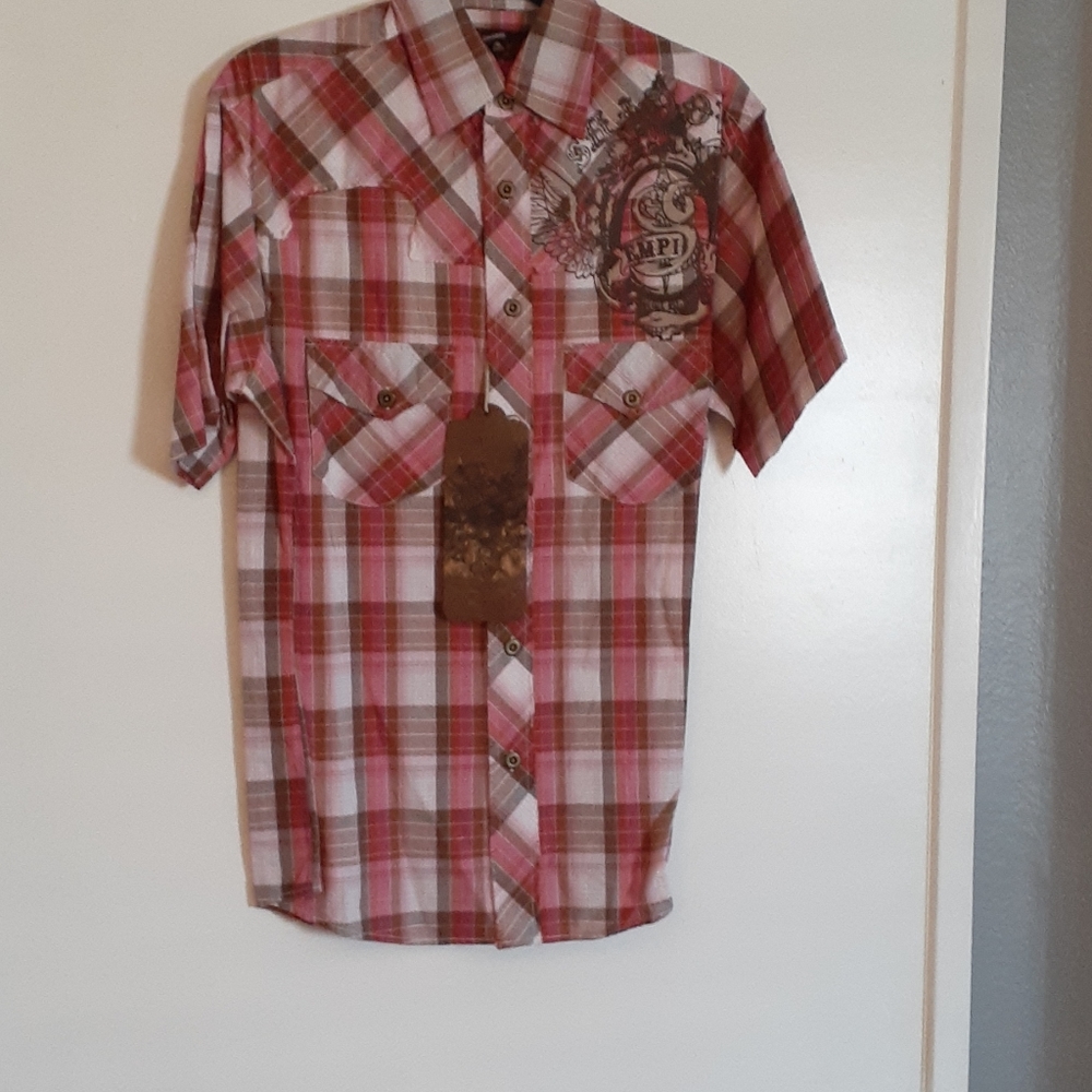 Men Plaid Shirt Short Sleve